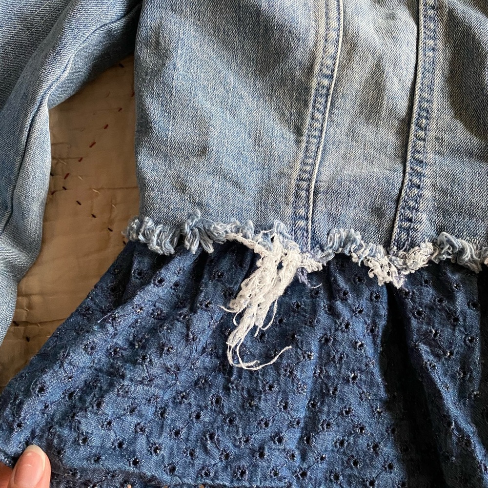Adorable Denim Jacket with Frayed Hem - Picture 4 of 9